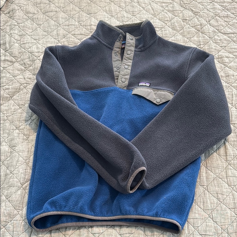 Patagonia Gray and Blue Fleece Pullover